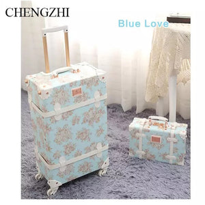 CHENGZHI 20"24"26 inch Retro floral rolling luggage on wheels - bermansbargains