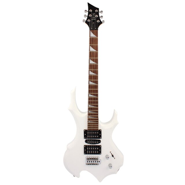 38 Inches Beginner 24 Frets Wooden Flame Shape Electronic Guitar - bermansbargains