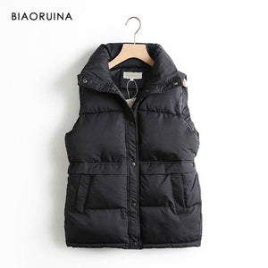 BIAORUINA Women's Korean Style Solid Sleeveless  Winter Vest - bermansbargains