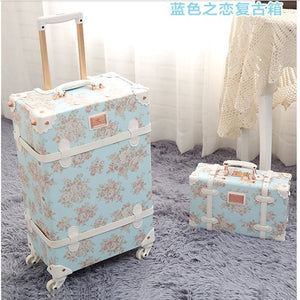 CHENGZHI 20"24"26 inch Retro floral rolling luggage on wheels - bermansbargains