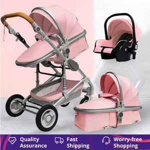 Luxurious Baby Stroller 3 in 1 Portable Travel Baby Carriage - bermansbargains