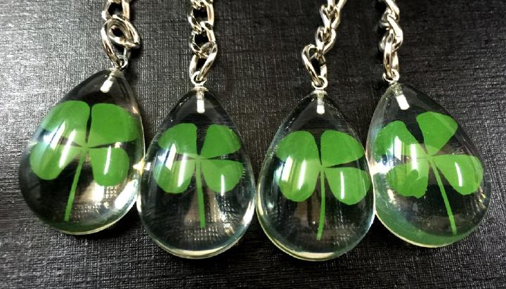 Free Shipping 10 keychain real four leaf clover - bermansbargains