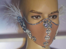 Load image into Gallery viewer, Sparkly Rhinestones Pearls Rivet Mask - bermansbargains
