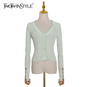 Vintage Striped Women Sweater V Neck Long Sleeve - bermansbargains