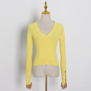 Vintage Striped Women Sweater V Neck Long Sleeve - bermansbargains