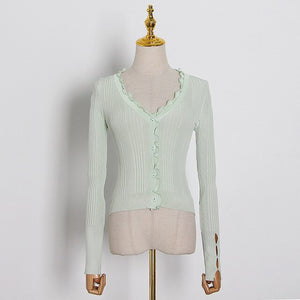 Vintage Striped Women Sweater V Neck Long Sleeve - bermansbargains