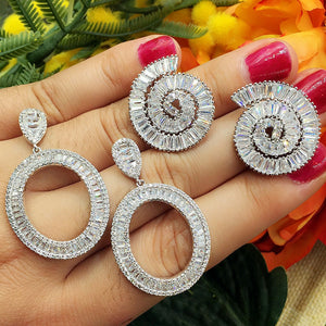 GODKI Luxury Snails Circle Oval Design Clear Cubic Zirconia Earrings - bermansbargains